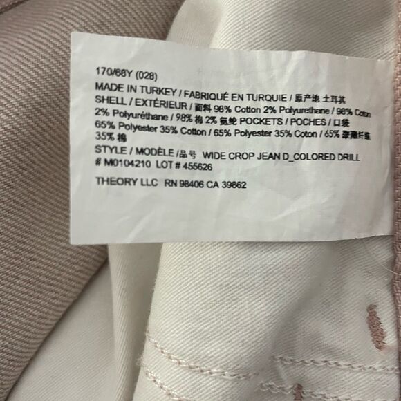 Theory Wide Crop Jeans In Dyed Denim Blush Pink Size 28 - Picture 13 of 13